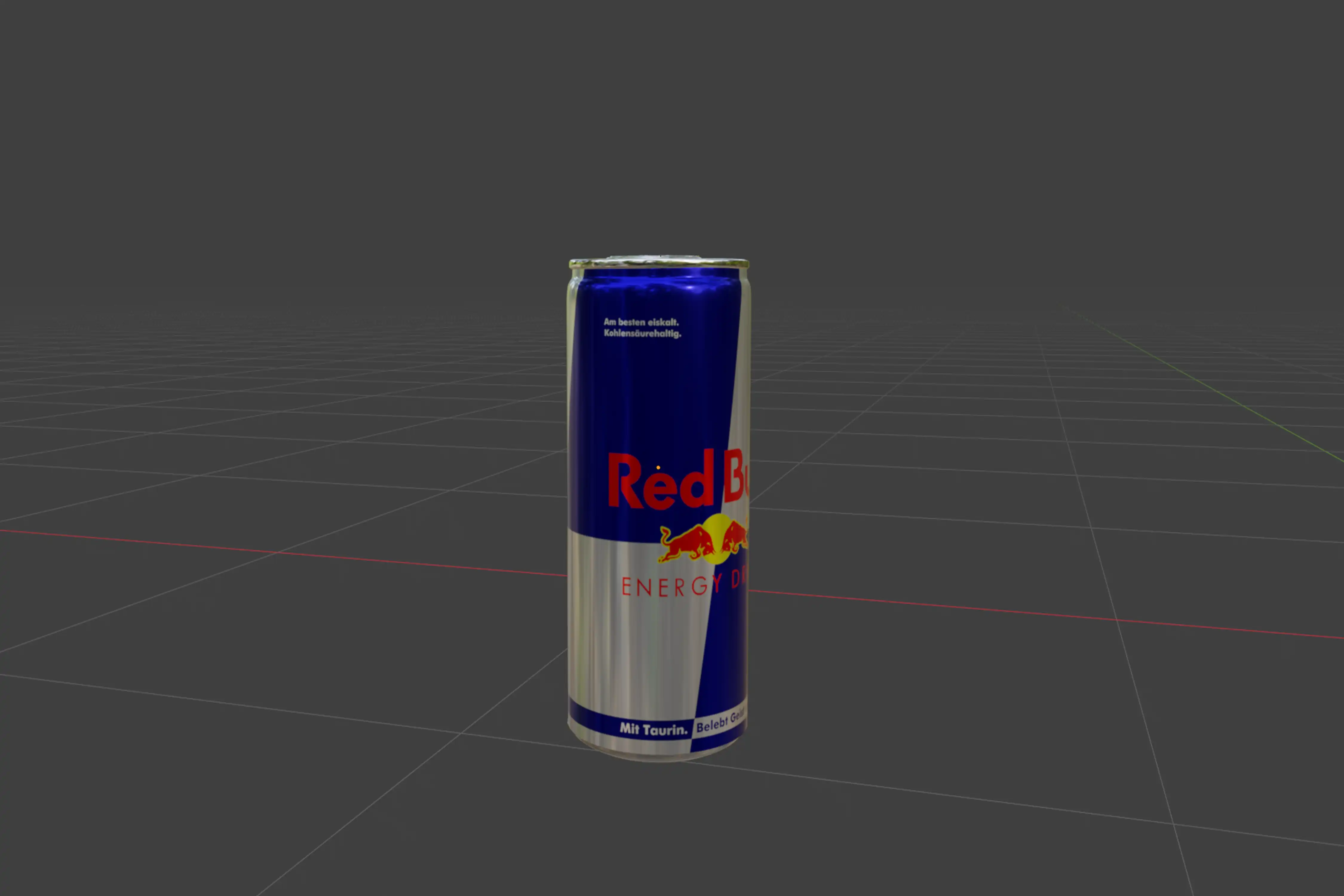 Le modèle 3D de la canette Red Bull Original dans la vue de travail
