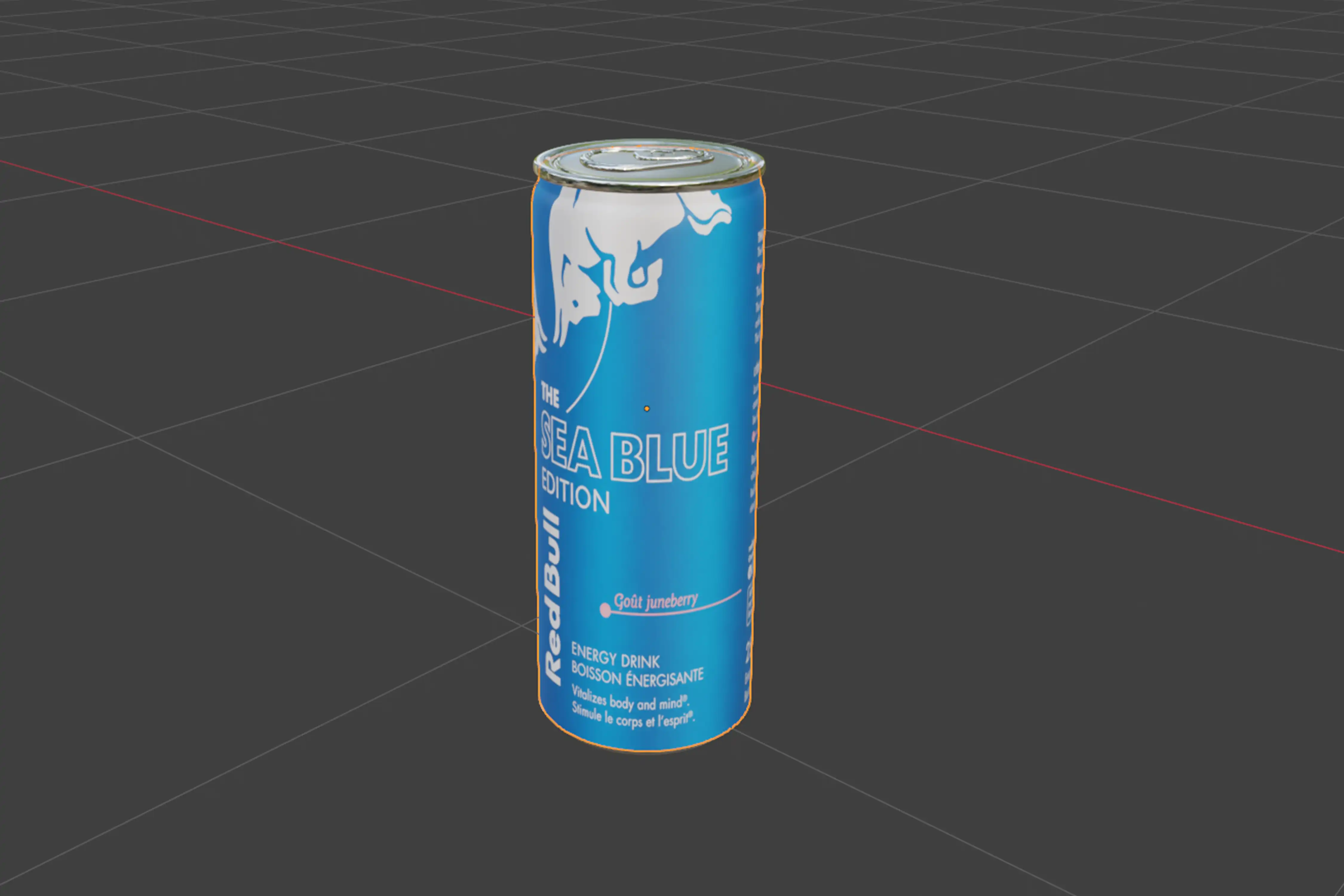 Le modèle 3D de la canette Red Bull Sea Blue Edition, goût juneberry