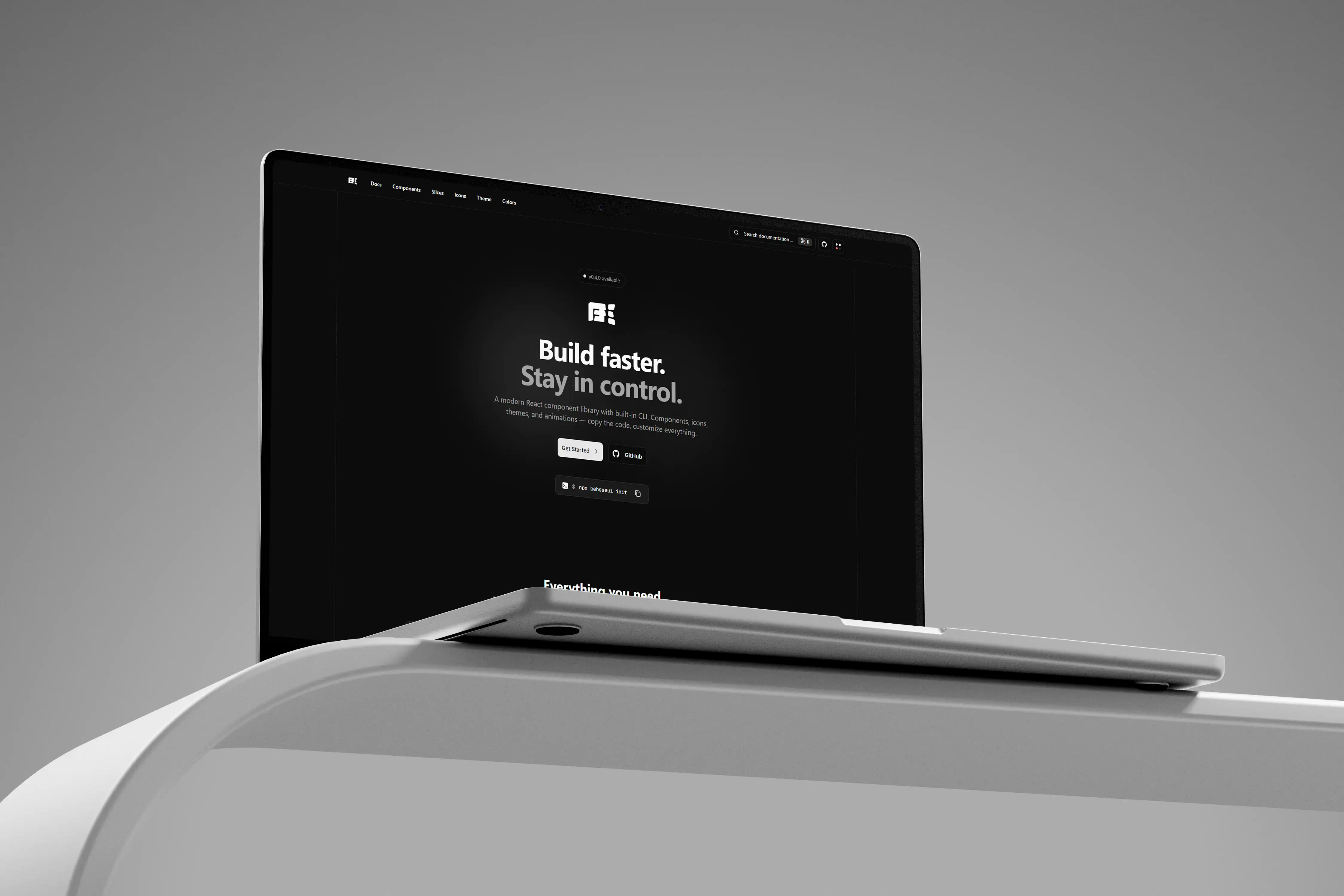 Visuel du site ui.behsse.com rendu sur un MacBook
